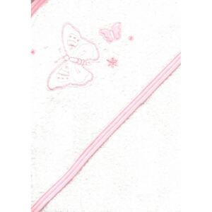 Trimex kapucnis,frottír fürdőlepedő 100*160 cm - fehér/rózsaszín pillangó