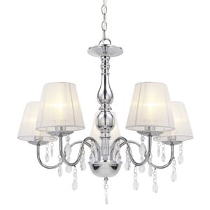 [lux.pro] Csillár elegáns 5 ágú mennyezeti lámpa Gallen 45 x Ø 54 cm műkristály diszítéssel fehér