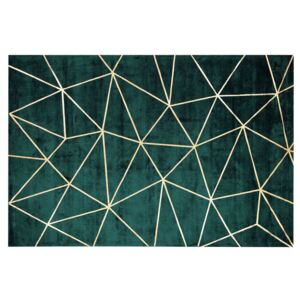 Elegáns Sötétzöld Szőnyeg Geometrikus Arany Mintával 160 x 230 cm HAVZA