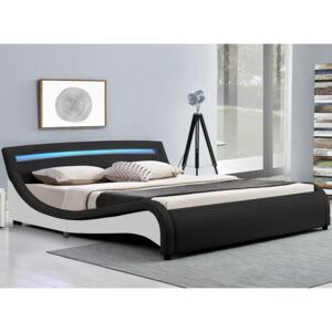 Kárpitozott ágy ,,Malaga" 140 x 200 cm LED panelekkel - fekete