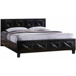 CARISA ágy + ágyrács, fekete textilbőr, 160x200