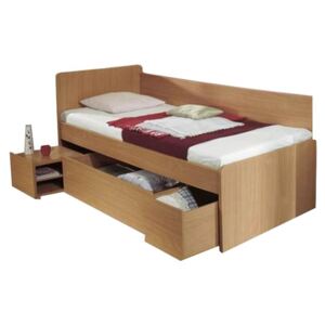 Ágy ágyneműtartóval, bükk, 90x200 cm, OTO