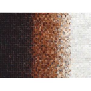 Luxus bőrszőnyeg, fehér/barna /fekete, patchwork, 70x140, bőr TIP 7
