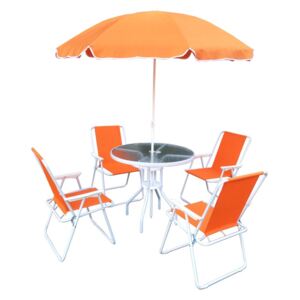 Kerti bútor szett, narancssárga/fehér, ODELO