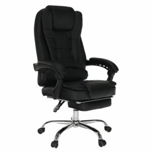 Irodai szék kihúzható lábtartóval, fekete, TICHON NEW