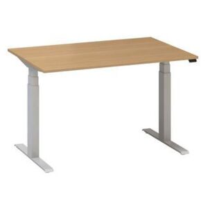 Alfa Up állítható magasságú irodai asztal szürke lábazattal, 120 x 80 x 61,5-127,5 cm, vadkörte mintázat