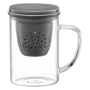 Ambition hőálló üveg kávé/teás bögre szűrővel - 400 ml - sötét szürke