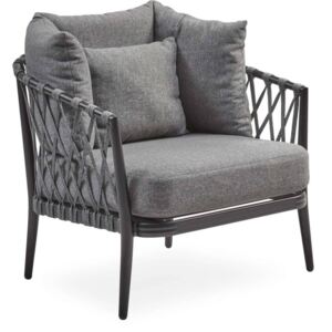 Andria kerti fotel, szürke párna, fekete aluminium váz