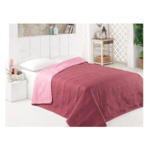 Barna-rózsaszín mikroszálas, kétoldalas ágytakaró, 200 x 220 cm