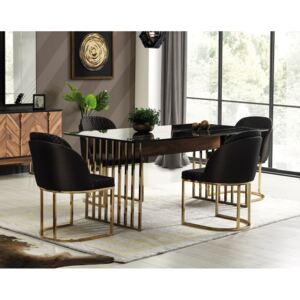 Asztal, Forgácslap és Fém Monaco Rectangle Fekete / Arany, H190xSz90xM78 cm