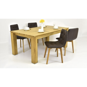 Bőr székek tölgyfa asztallal - 160 x 90 cm / 6 darab