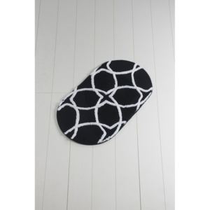 Waves Hexagon fekete-fehér fürdőszobaszőnyeg, 100 x 60 cm