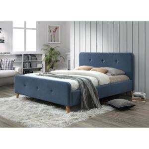 MALMO kárpitozott ágy, 160x200 cm, kék Matrac: matrac nélkül