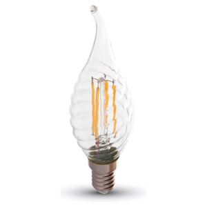 V-TAC LED izzó E14 Retro filament (4W/300°) Csavart gyertya láng - hideg fehér