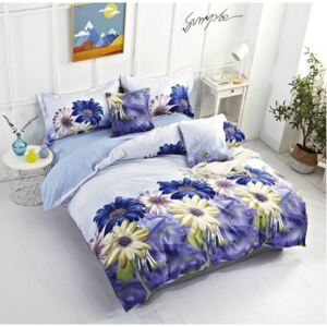 Sendia Krepp 3 részes ágynemű huzat, virágmintás - kék