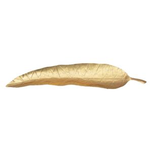Dekoratív Fém Tálalótálca, Long Leaf Arany, H59xSz16xM5 cm