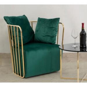 Kárpitozott Fix Fotel, Luxury Glam Zöld / Arany, Sz66xM67xM68 cm
