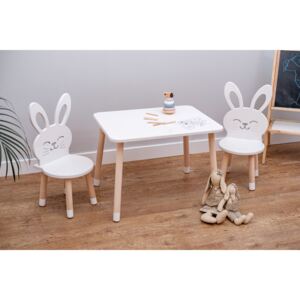 Gyerekasztal székekkel - Nyuszi - fehér Kids table set - Rabbit