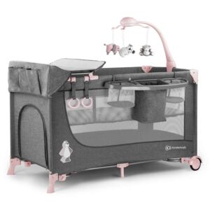 Kinderkraft Joy prémium Utazóágy kiegészítőkkel - rózsaszín-szürke