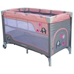 Baby Mix Comfort Plus Utazóágy - Elefánt - szürke-rózsaszín