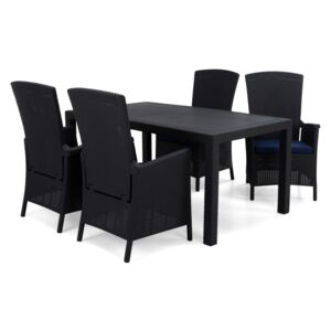 Asztal és szék garnitúra VG3974, Szín: Fekete + kék