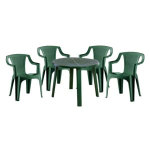 Genova 4 személyes kerti bútor szett, zöld asztallal, 4 db Palermo zöld székkel