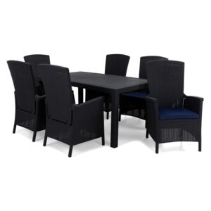 Asztal és szék garnitúra VG3975, Szín: Fekete + kék