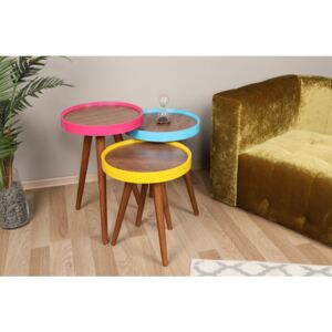 Qiro dió-kék-sárga-rózsaszín egymásba rakható asztal