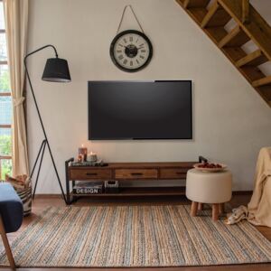Just Home fenyő-fekete tv állvány 140 x 30 x 46 cm