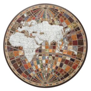 Mozaikból kirakott világtérképes fali dekoráció, barna - RODOS