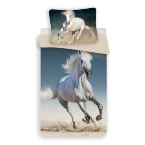 Pamut ágyneműhuzat nyomtatott fehér ló
