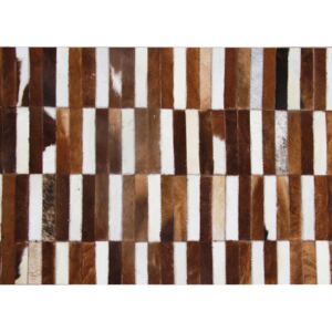 Luxus bőrszőnyeg, barna /fehér, patchwork, 141x200, bőr TIP 5