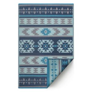 Cusco Blue kék kétoldalas kültéri szőnyeg újrahasznosított műanyagból, 90 x 150 cm - Fab Hab