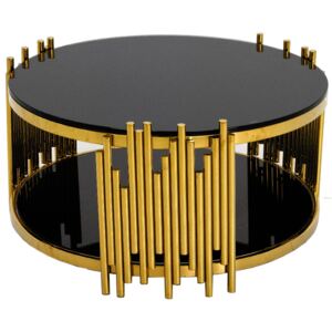 Oktávia kerek dohányzóasztal fekete-arany 85X44 cm