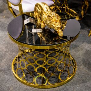 Nelda kerek dohányzóasztal fekete-arany 70x49,5 cm