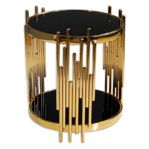 Oktávia kerek dohányzóasztal fekete-arany 50x59 cm
