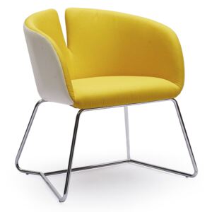 Modern fotel hajlított acél lábakkal, sárga - CLODETTE