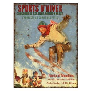 Sports D'hiver dekorációs fémtábla, 25 x 33 cm - Antic Line