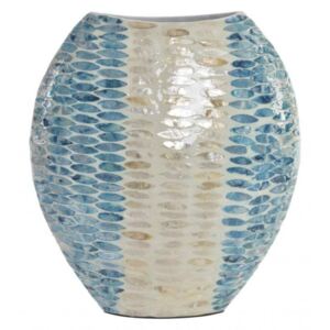 JR-151735-K - váza, bambusz, gyöngyház, 32X16X34, kék