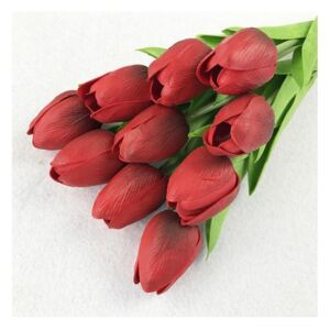 Real touch tulipán sötét piros cirmos 10 szál