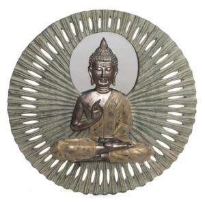 DP-144352 - dekoráció, falra, műgyanta, 60X60X5, buddha, régies