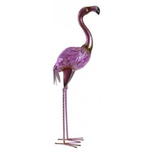 Figura, fém, 19x14,5x66, flamingó (készletről)