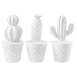 Kaktusz figura, műgyanta, 8,5x11 , fehér, 4féle (készletről)