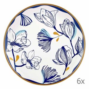 Blue Pasta 6 db-os fehér porcelán desszertes tányér szett, ⌀ 19 cm - Mia