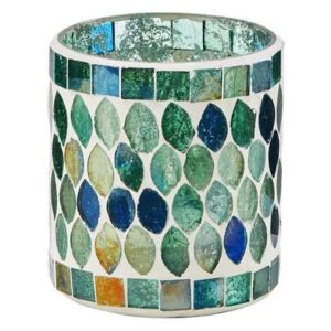 SASSOLINO mozaik mécsestartó, kék-zöld Ø 6,5 cm