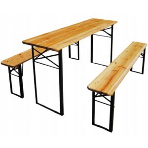 InGarden Összecsukható asztal + 2db sörpad - 177 cm