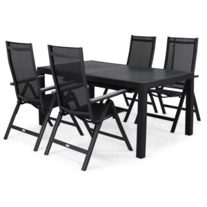 Asztal és szék garnitúra VG4065 Sötétszürke + fekete