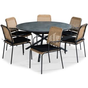 Asztal és szék garnitúra VG5352 Fekete + barna
