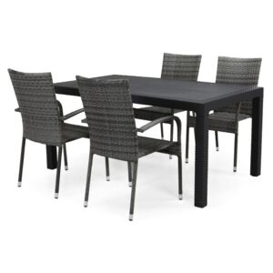 Asztal és szék garnitúra VG4062 Antracit + fekete