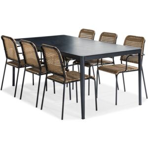 Asztal és szék garnitúra VG5330 Fekete + barna